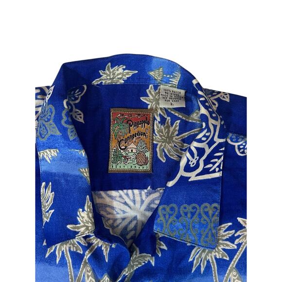 Pineapple Connection Mens Blue Hawaiian Shirt, L - Picture 3 of 5